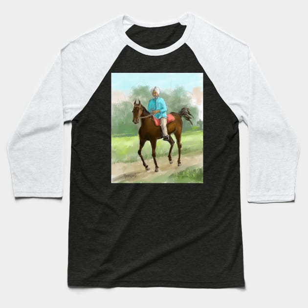 Babaji on Horseback Baseball T-Shirt by sukhpalgrewal